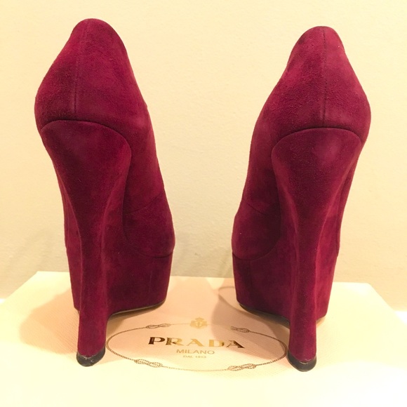 Prada suede Mary Jane platform wedges 36.5 - Picture 8 of 11
